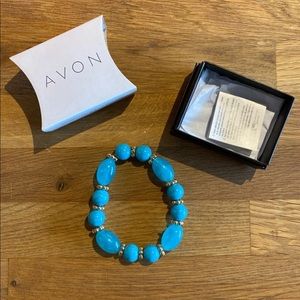 Avon | Turquoise and Silver Beaded Bracelet